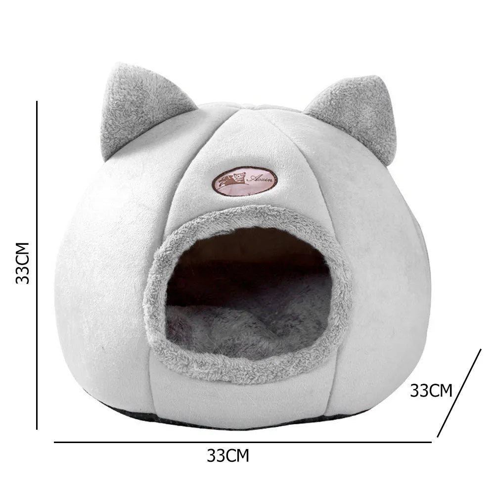 Fully enclosed winter cat nest sofa bed with soft cushion in large size