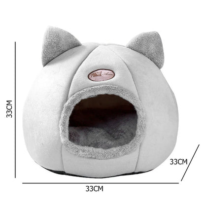 Fully enclosed winter cat nest sofa bed with soft cushion in large size