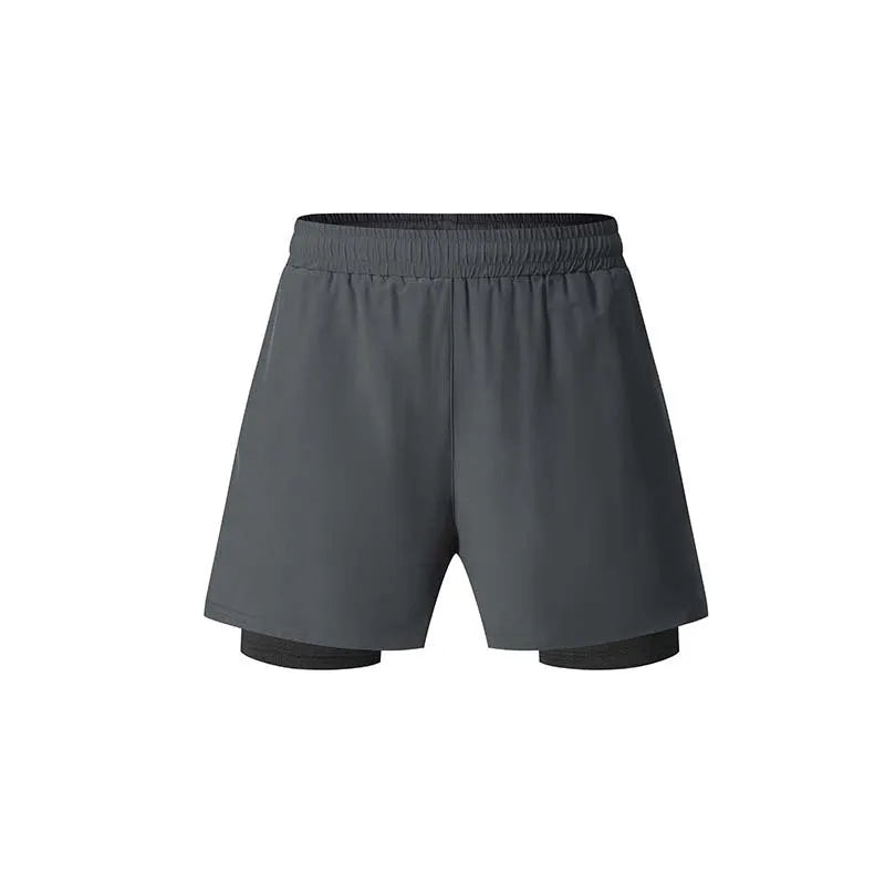 Men's black quick-dry running shorts with built-in liner for summer fitness