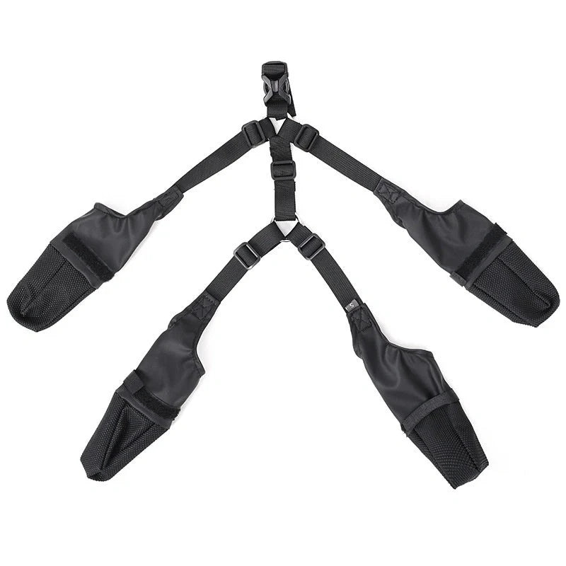 Adjustable waterproof dog boots with non-slip soles in black