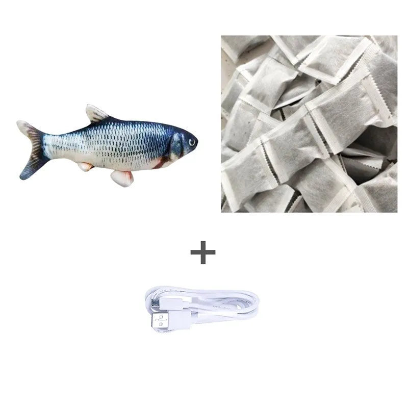 30cm multicolour electronic jumping fish cat toy with USB charging cable