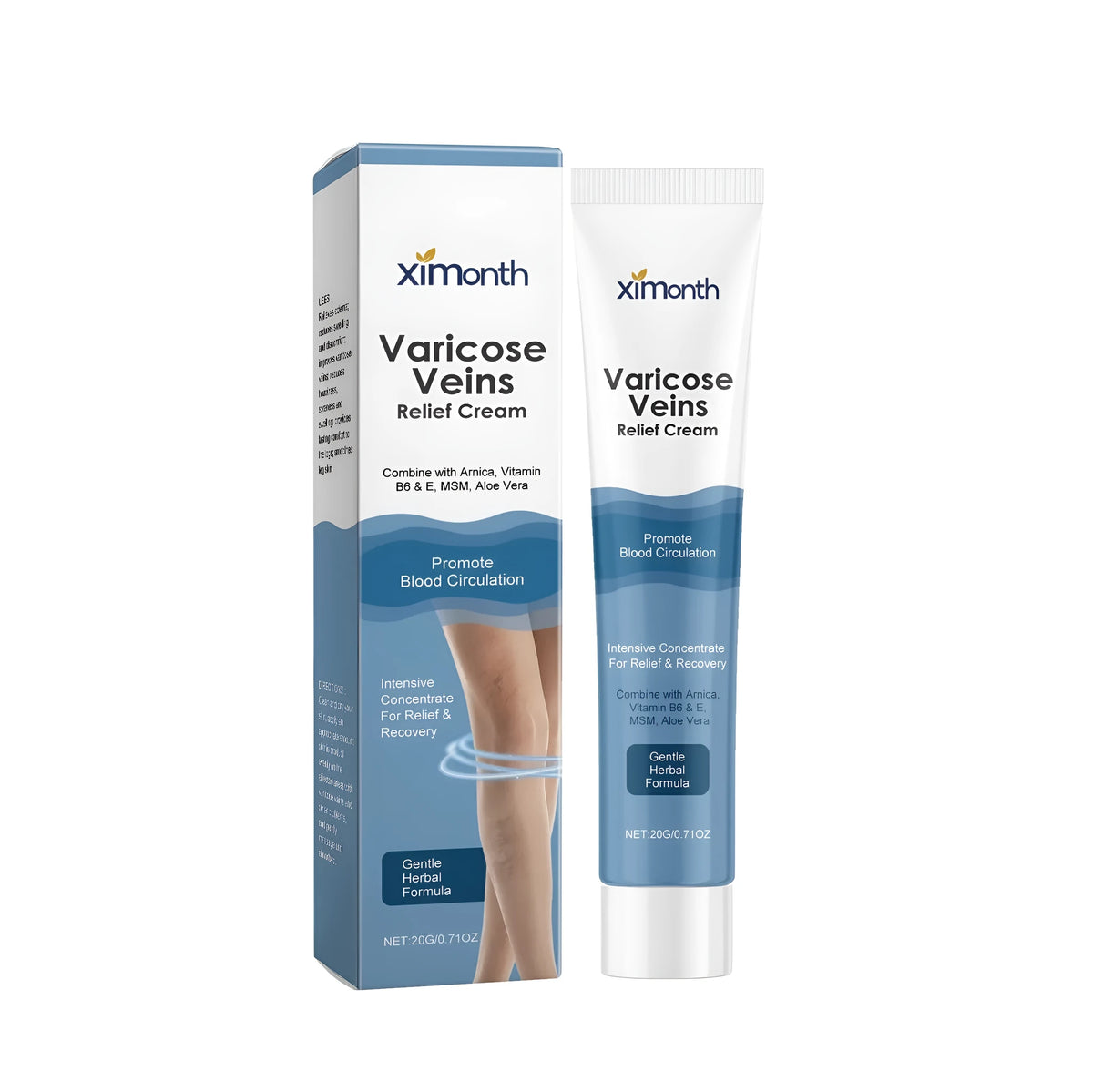 20g jar of varicose vein relief cream with arnica and vitamins