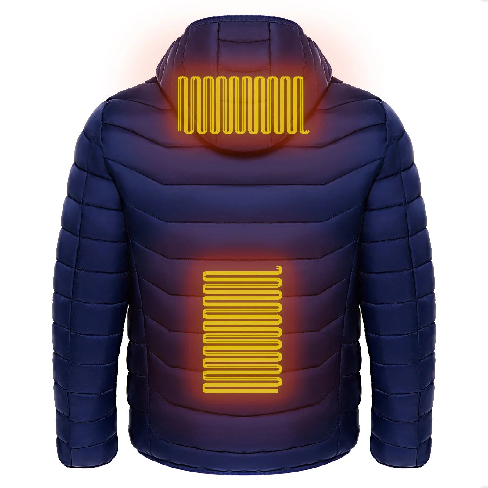 Men's heated puffer jacket with electric heating technology for skiing and outdoor activities
