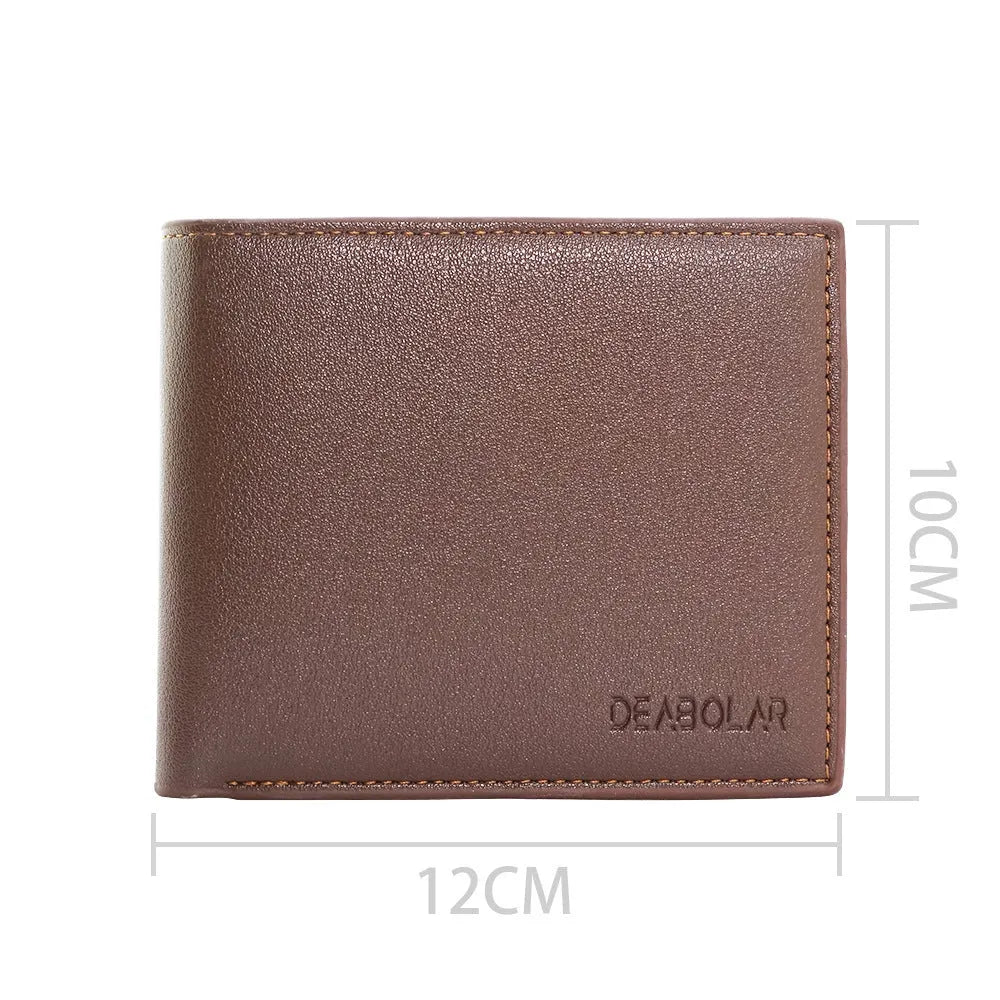 Men's leather wallet with zipper closure, presented in individual packaging.