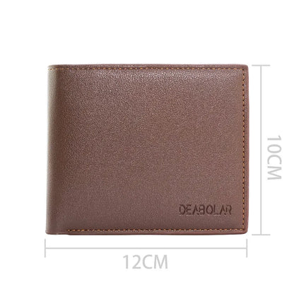 Men's leather wallet with zipper closure, presented in individual packaging.