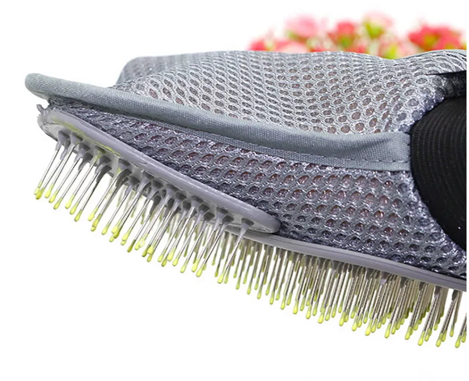 Steel Needle Pet Massage Gloves for effective grooming and pet massage