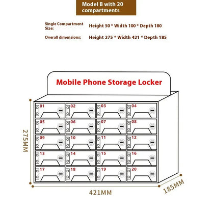 Transparent acrylic mobile phone storage cabinet with charging holes in modern simple style for office organisation