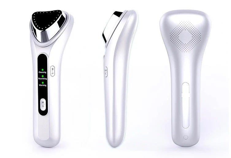 Electric Ultrasonic Facial Beauty Device in white, compact and USB-powered for skincare