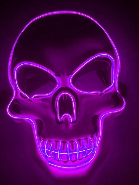Realistic LED Skeleton Mask with customizable glow-in-the-dark lighting effects for Halloween, parties, and more