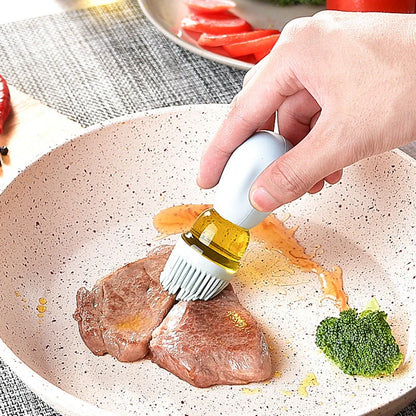 Creative silicone brush head oil bottle in various colors for precise kitchen oil application