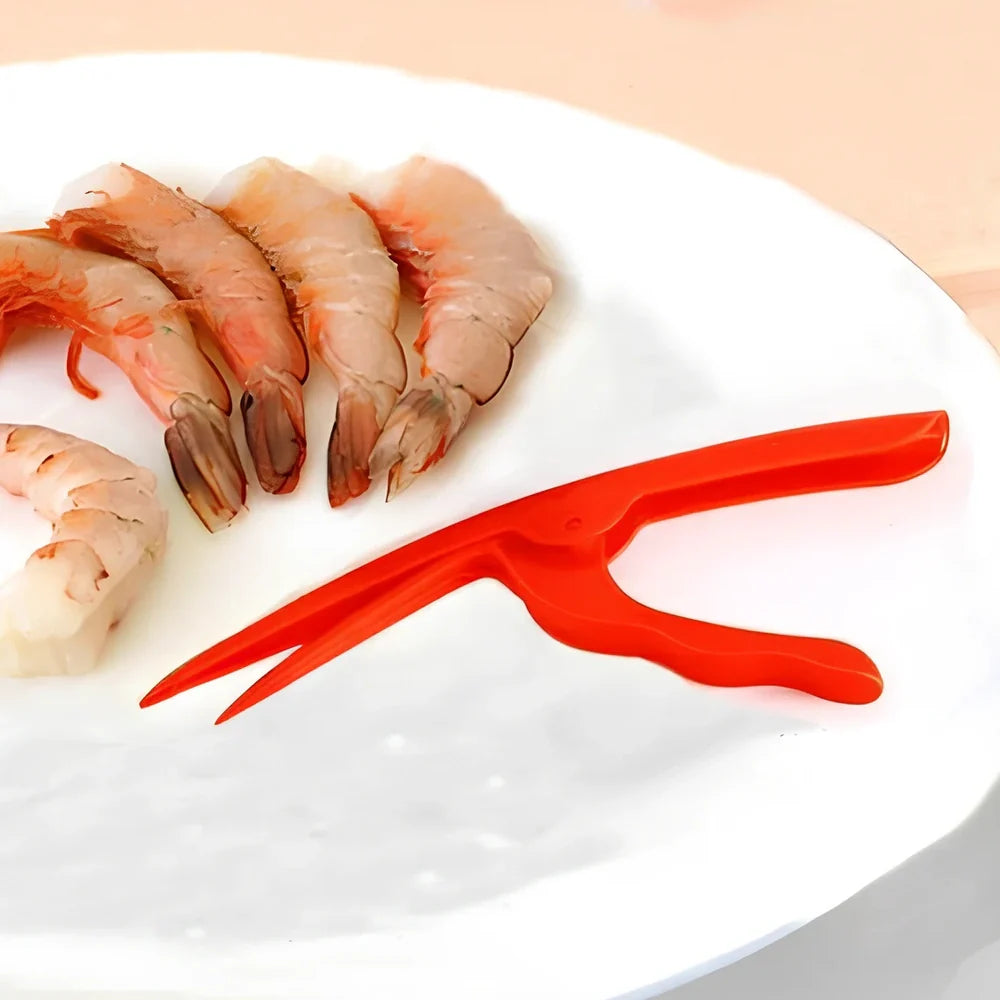 Stainless steel shrimp peeler tool with ergonomic handle for quick shellfish preparation