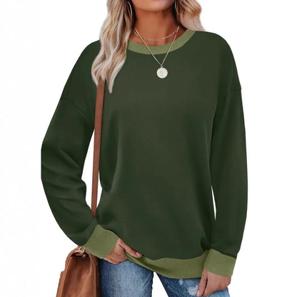Loose fit striped long sleeve top for women on a hanger, shown in apricot colour.