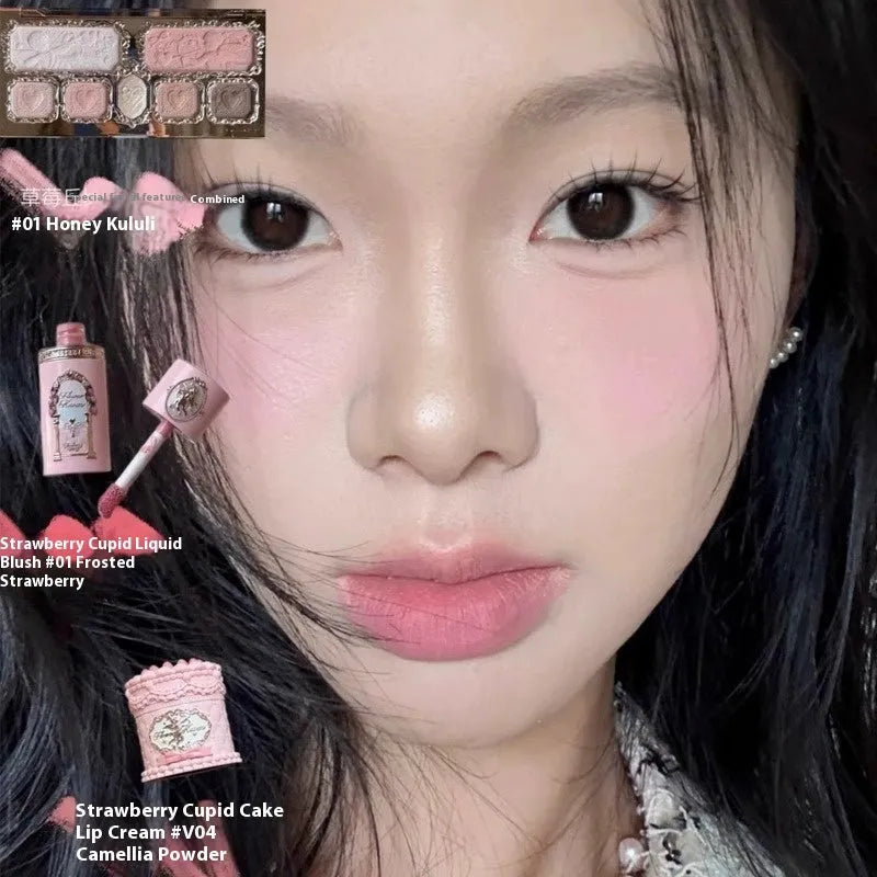 Strawberry Cupid Series Liquid Blush container showing six shade options from 01 to 06