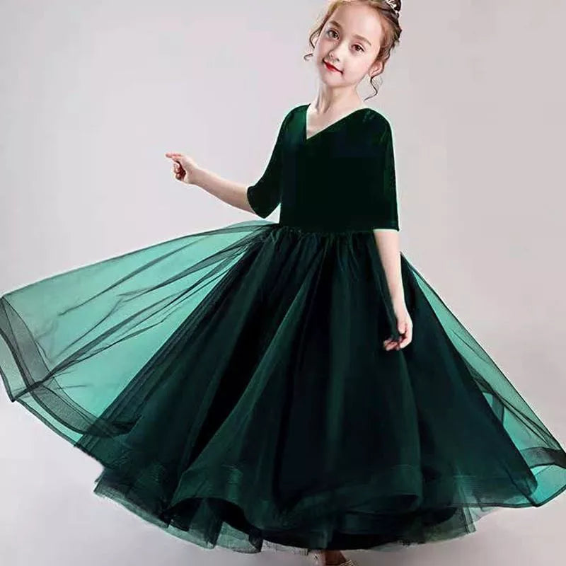Children's knit princess dress in vibrant colours, sizes 100cm to 160cm