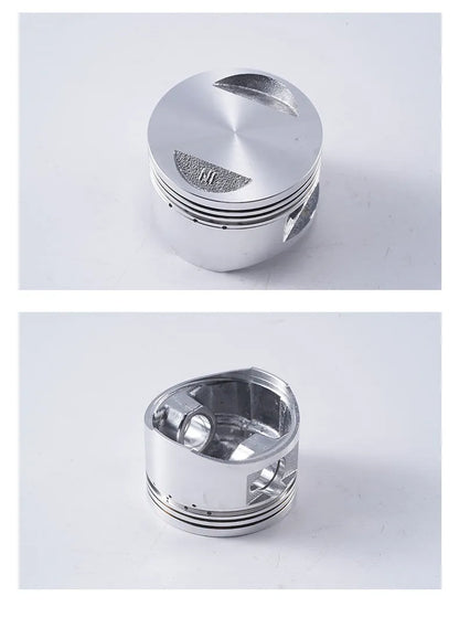 Motorcycle engine piston kit with rings and pin for 57.4mm cylinder diameter