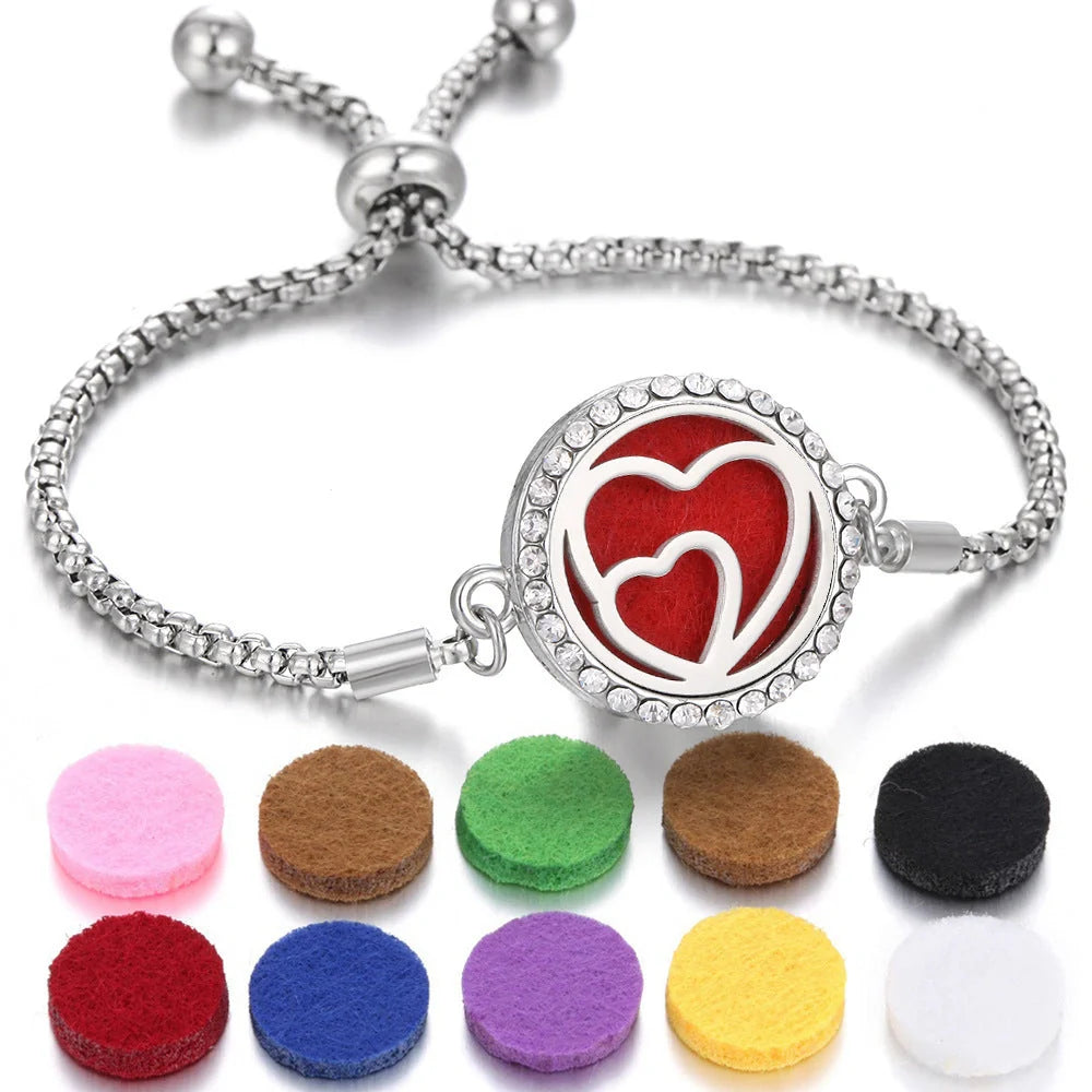 Kaleidoscope Aromatherapy Bracelet with essential oil diffuser locket in various designs