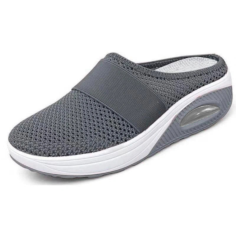 Women's breathable mesh flat sandals with thick sole in various colours