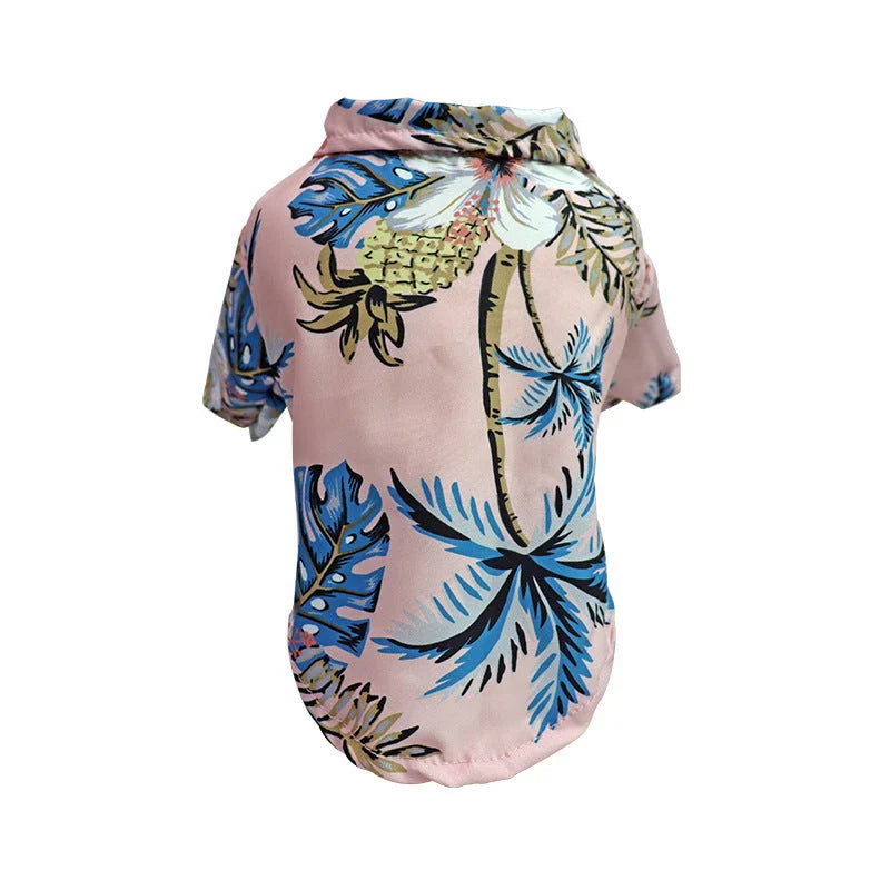 Breathable Hawaiian-style pet shirt for dogs and cats in various tropical colors and patterns