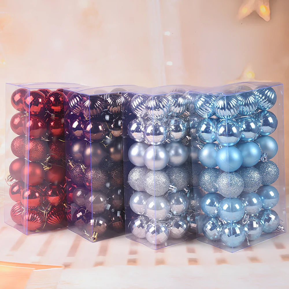 36 Christmas balls in 16 colours including rose gold and champagne gold, 4cm diameter