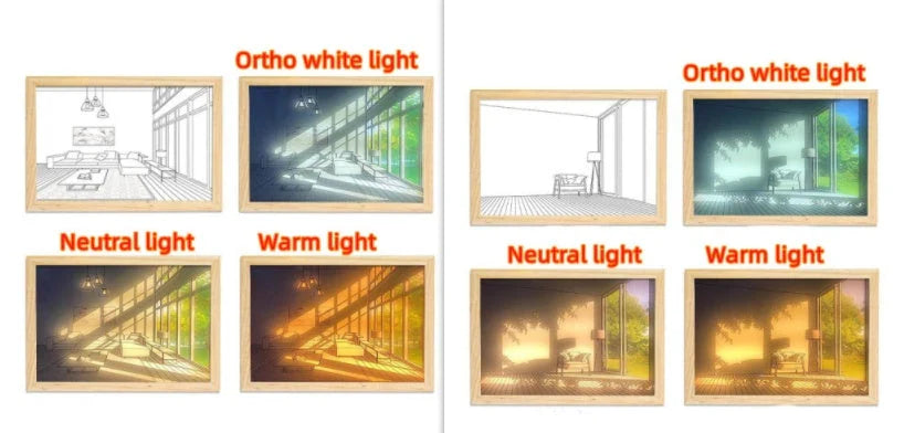 Customizable illuminated picture frame with adjustable LED lighting for home decor