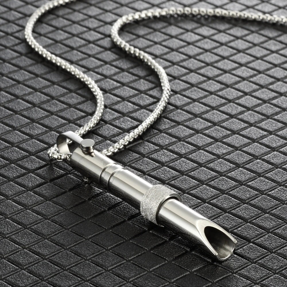 Stainless steel mindfulness breathing necklace with spinner for anxiety and panic attack relief