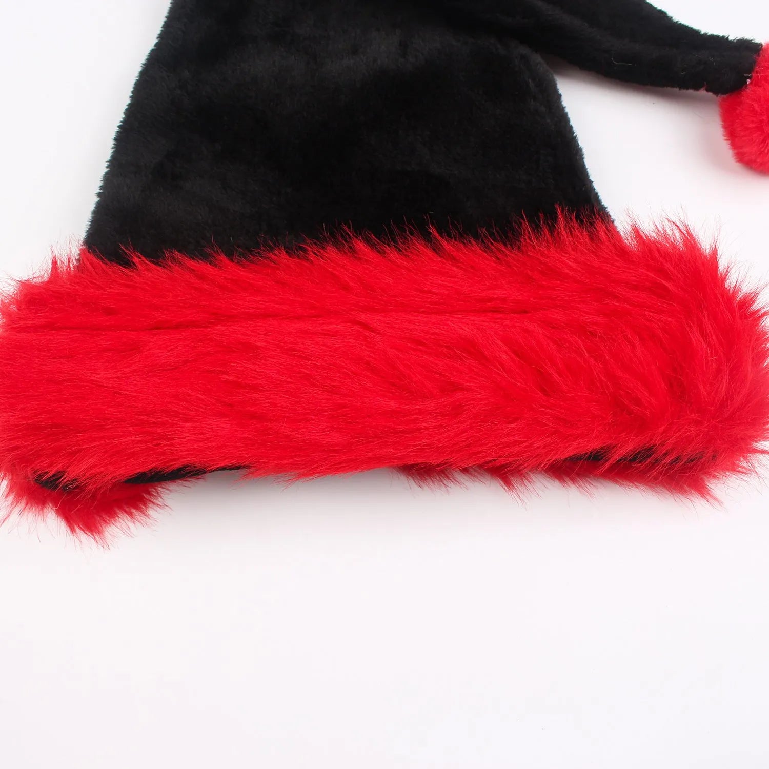 Oversized black and white plush Christmas hat with a classical European design.