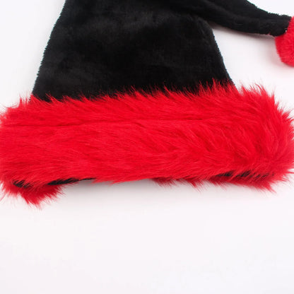 Oversized black and white plush Christmas hat with a classical European design.