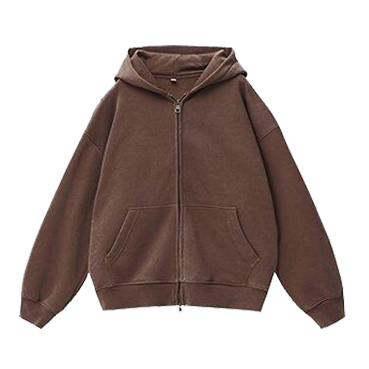 Women's distressed colour fleece-lined hooded cardigan sweater with patch pockets