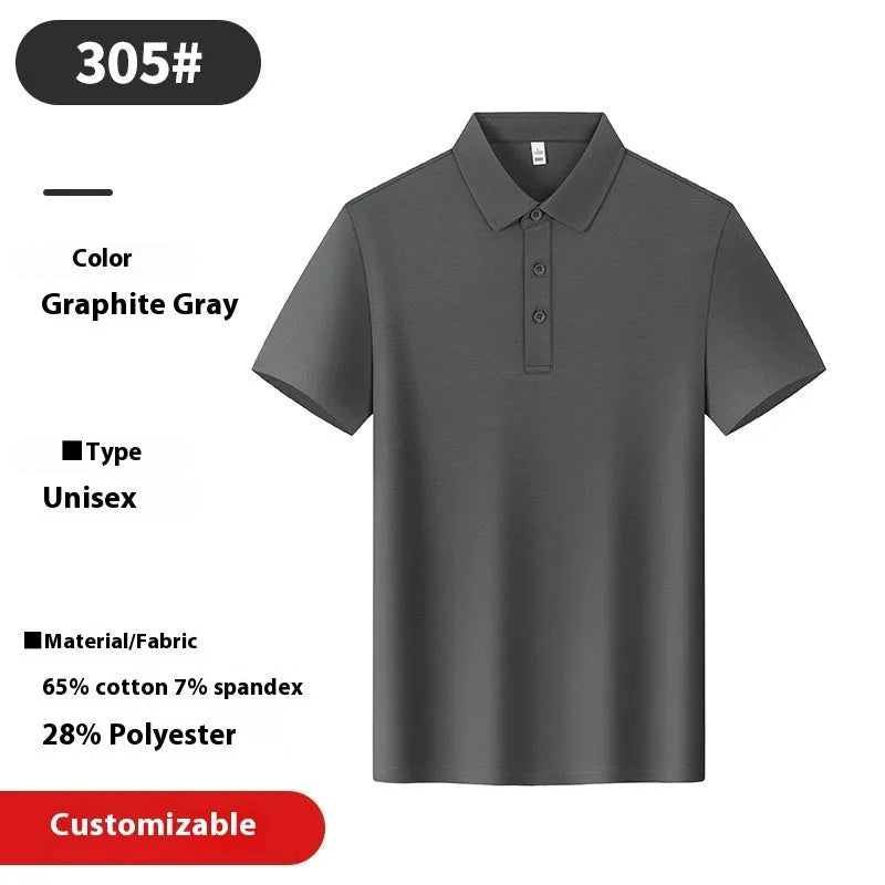 Collared short-sleeve polo shirt in long-staple cotton, loose fit with side slit, solid colour summer top