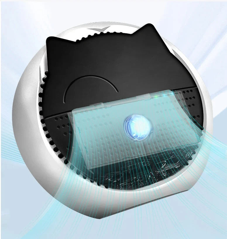 Compact white pet deodorant air purifier for cat litter boxes with USB charging