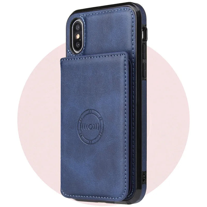 Card wallet leather case for iPhone 11 in multiple colours showing card slot and slim design