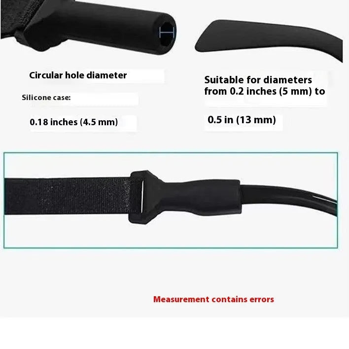 Black adjustable glasses cord with silicone earpiece hooks for adult and children's eyewear security