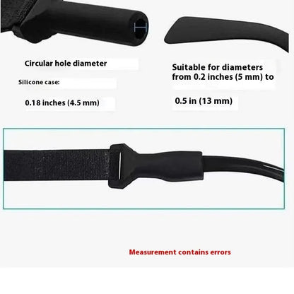 Black adjustable glasses cord with silicone earpiece hooks for adult and children's eyewear security