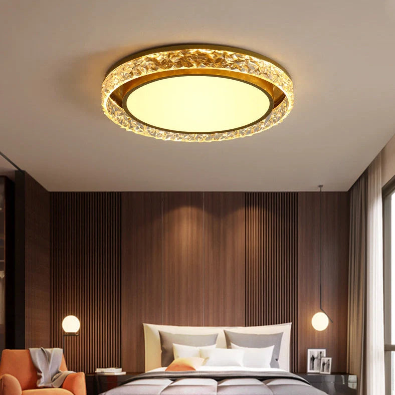 Circular 50cm bedroom ceiling lamp with Nordic design in black, gold, or white finish options