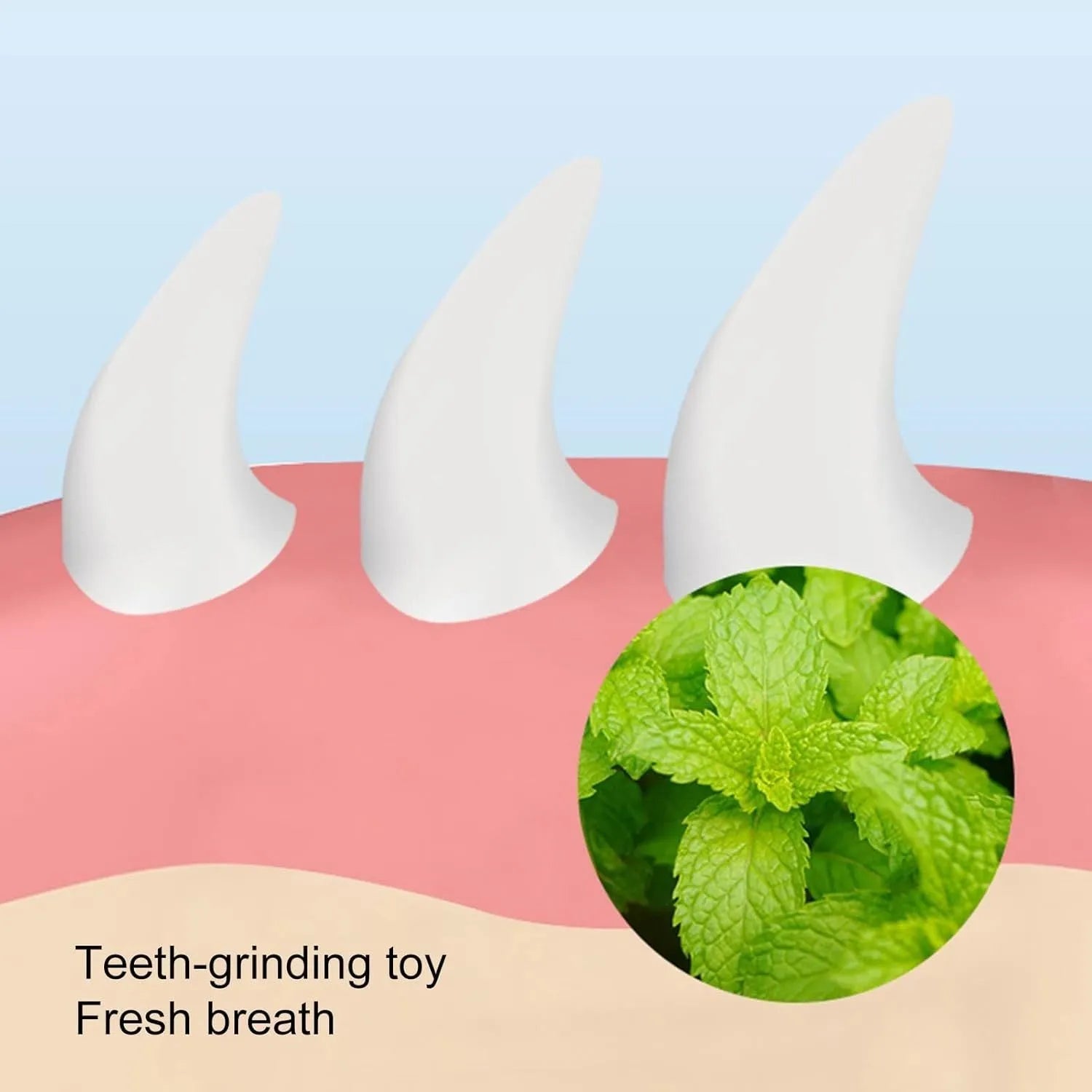 Four blue carrot-shaped catnip balls with adhesive backs and clear covers on a white wall