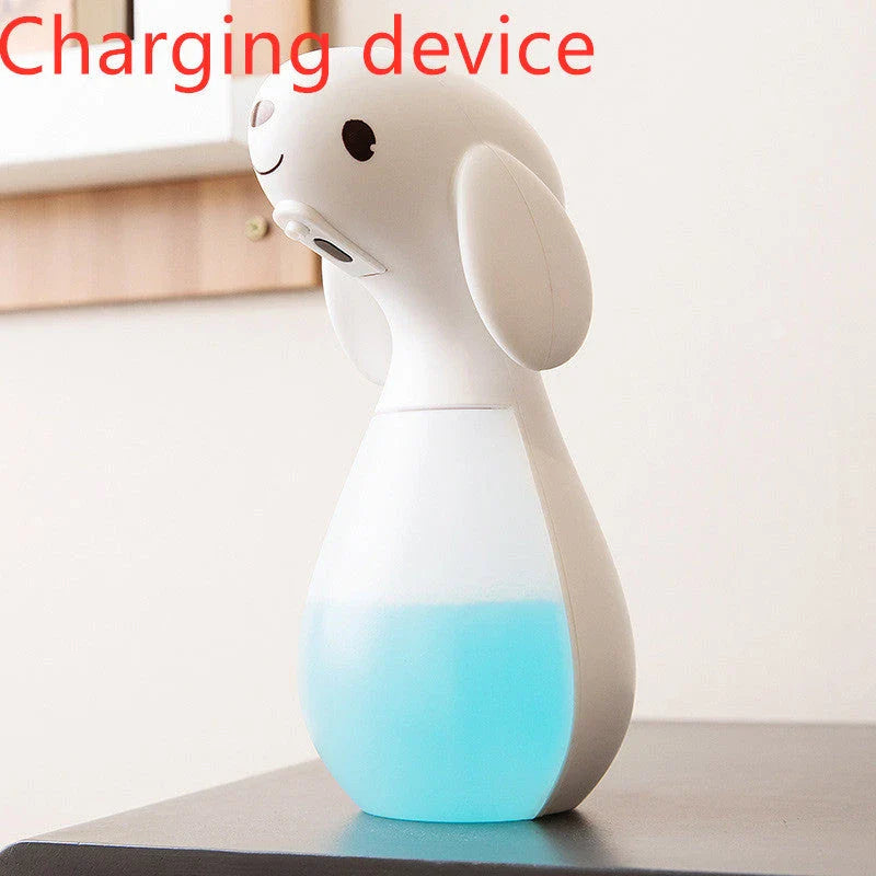 Automatic soap dispenser with cartoon design, featuring a compact size, hands-free operation, and innovative froth technology for efficient and hygienic hand washing