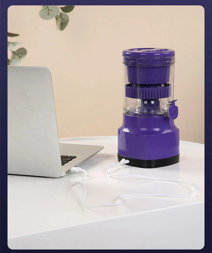 Electric citrus juicer with rechargeable battery, versatile for lemons, limes, oranges, and grapefruits