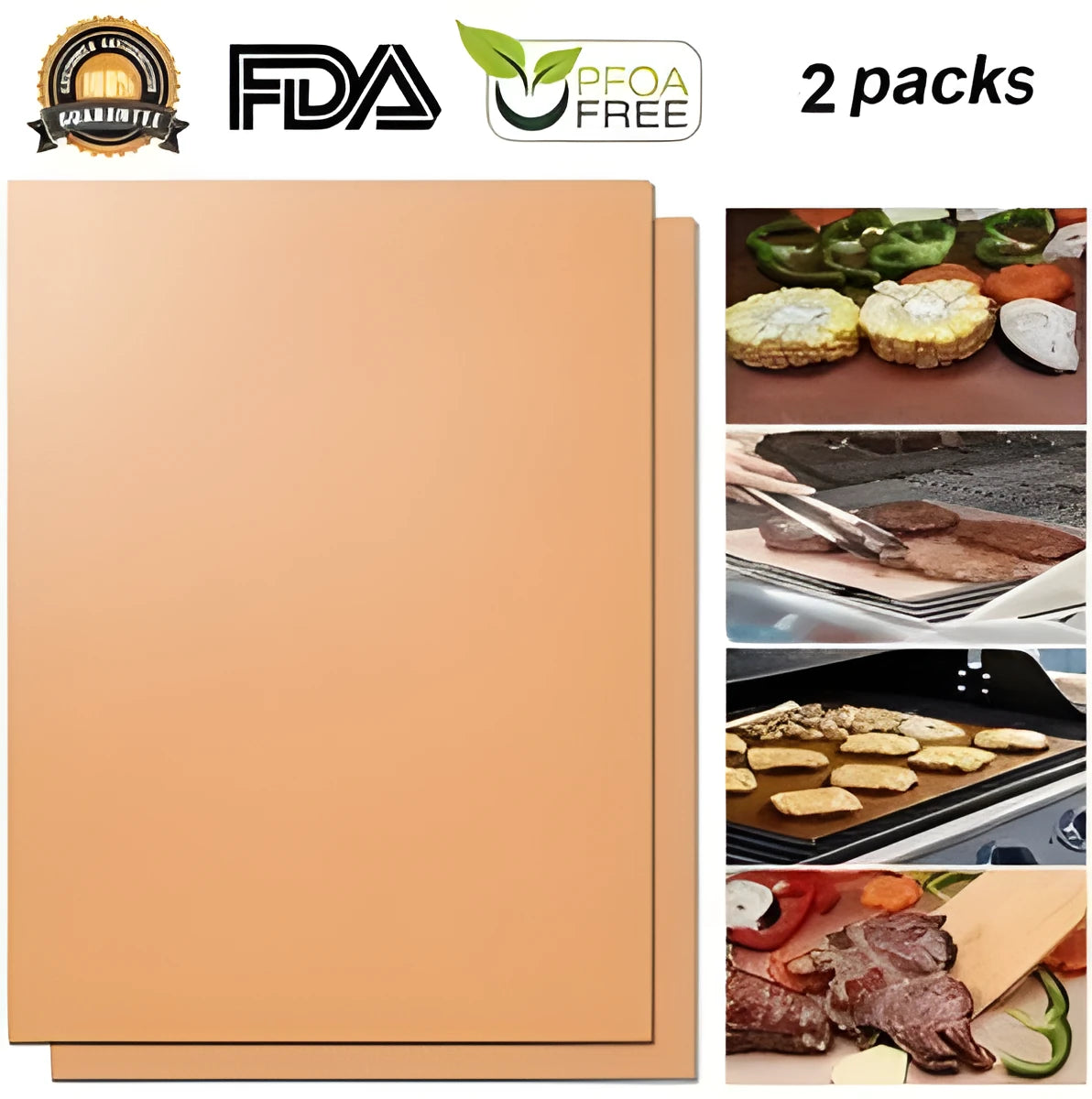 33cm by 40cm reusable BBQ grill mat with non-stick surface for gas and charcoal barbecues