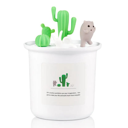 Vase-shaped pet humidifier in pink, grey, or white with 1L water tank and mechanical controls