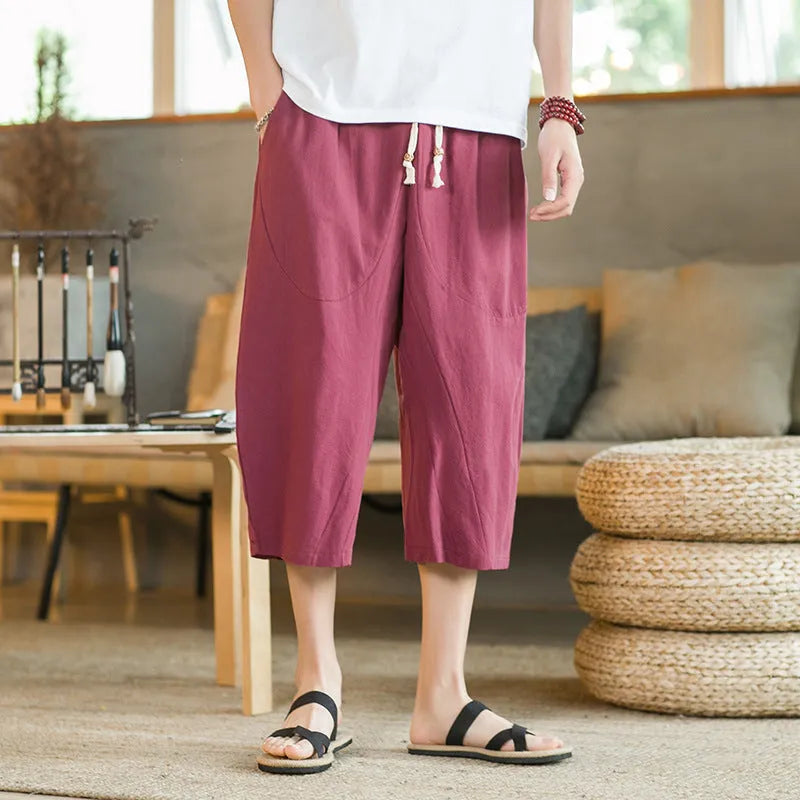 Plus size linen summer shorts in straight leg cut available in five colours