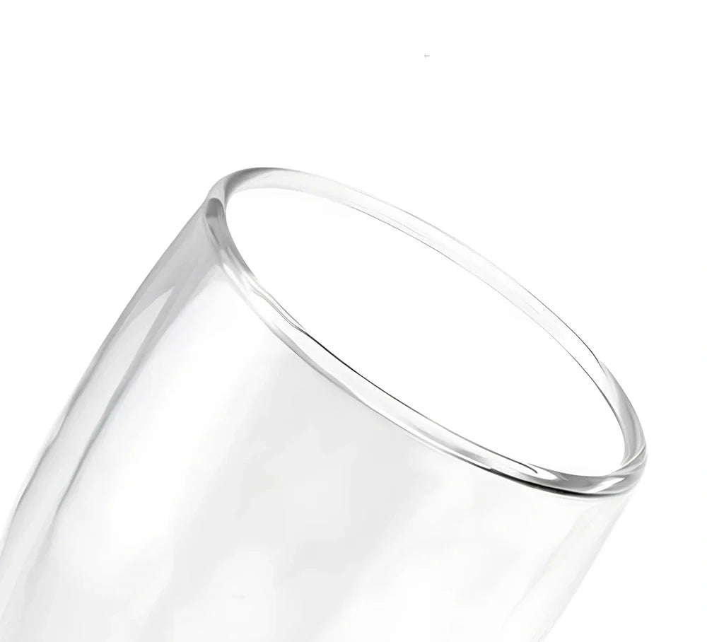 Chinese style double-layer glass coffee cup showing heat-resistant construction and traditional design elements
