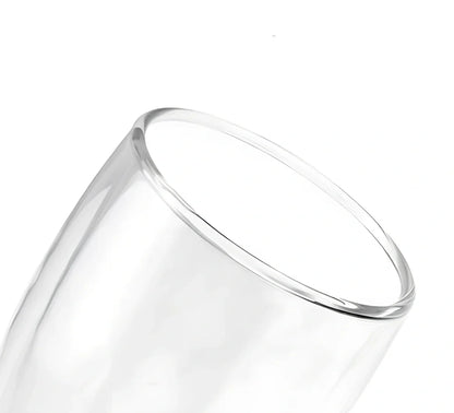 Chinese style double-layer glass coffee cup showing heat-resistant construction and traditional design elements