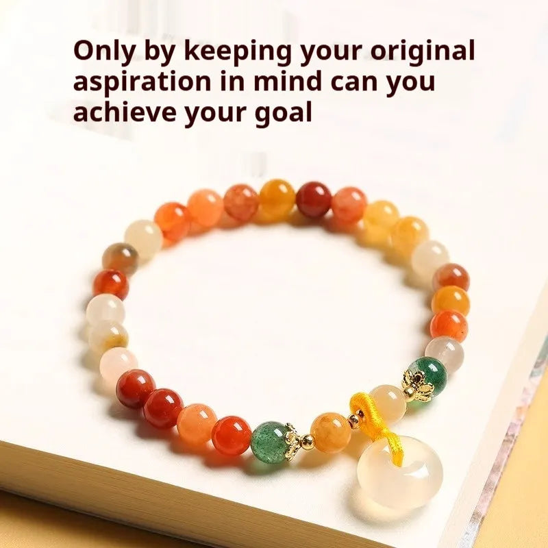 Handmade natural gemstone bracelet with safety buckle and peace clasp beads in Chinese style