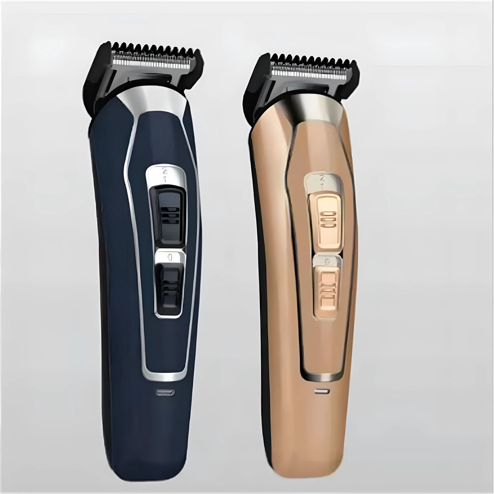 Dark blue rechargeable electric hair clipper with stainless steel cutting blades