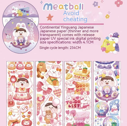 Haemorrhoid tape packaging stickers with cartoon characters, 42 styles, Japanese paper, 5 cm size