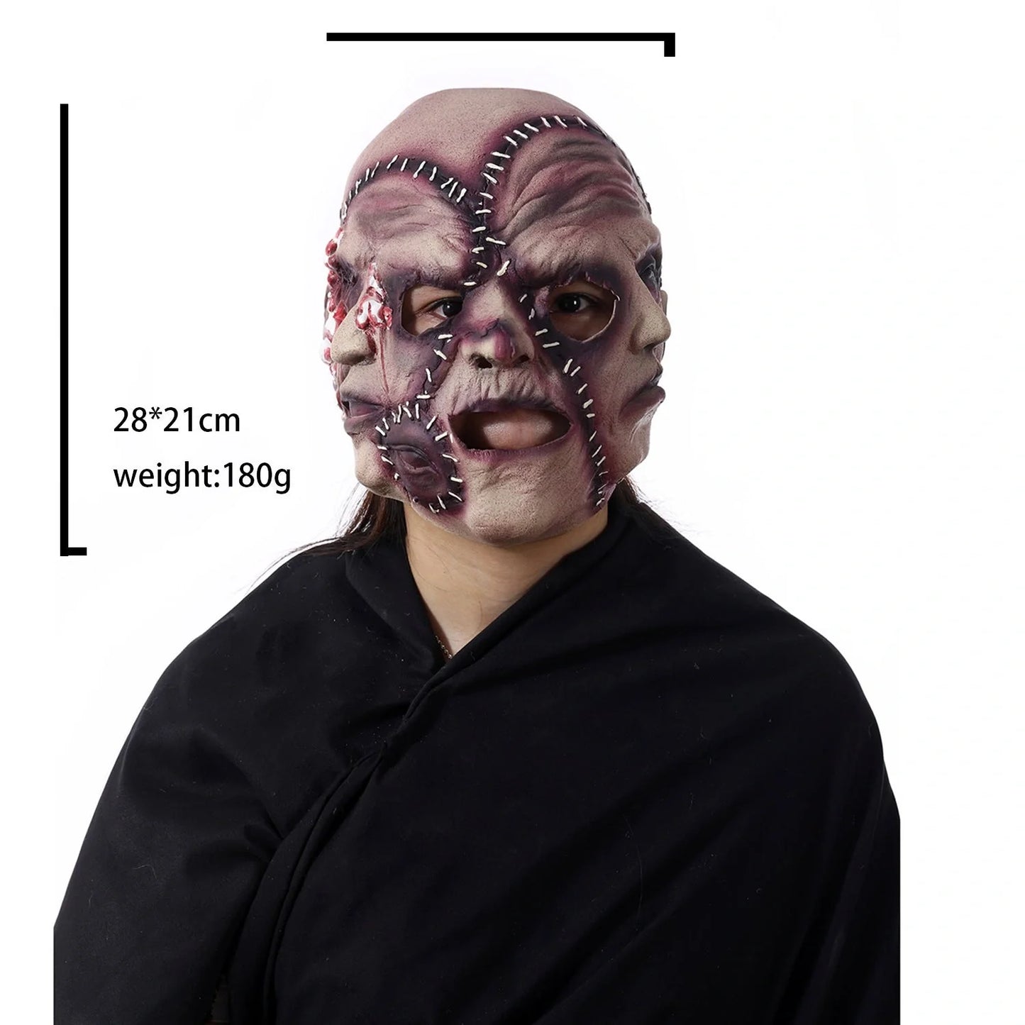 Three-sided grimace horror mask made from 100% natural latex for Halloween and cosplay
