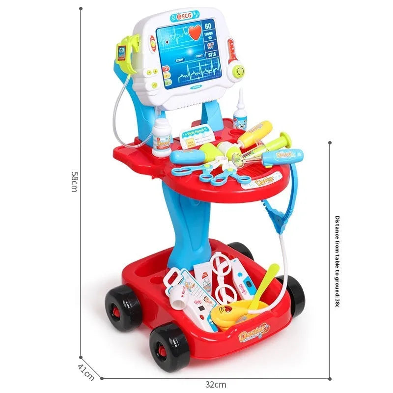 Pink children's simulation medicine box toy with ECG monitor and plastic construction, 1.4kg