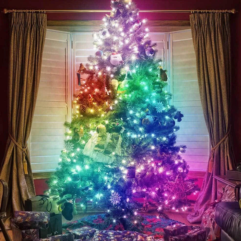 Bluetooth graffiti light string in picture colours, 100 LEDs over 10m with point control app interface