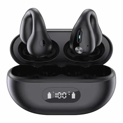 Non-in-ear clip wireless Bluetooth headset in black or white with air conduction, ear hook and Jerry chip