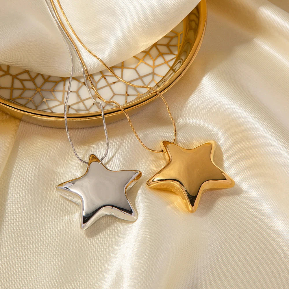 18K gold-plated stainless steel five-pointed star necklace for women